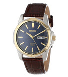 不错！Seiko SNE102 精工男士经典皮带光动能石英手表