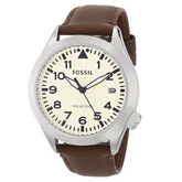 超低白菜价！Fossil 化石 AM4514 男士三色皮革手表棕色