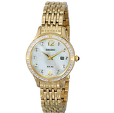 史低！Seiko 精工  珍珠贝母 镶钻时尚女士石英手表