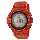 骚橙迷航表！卡西欧男子 PRG-270-4ACR 迷航数字显示红色石英手表