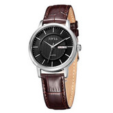 精致帅气！FIYTA/飞亚达 经典系列黑盘皮带石英男表