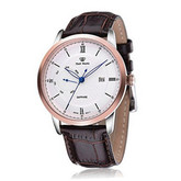 骚气蓝针！Tianwang/天王 男士白盘皮带蓝针石英手表