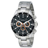 骚气三眼！Stuhrling/斯图灵 钢带黑盘潜水石英男士手表