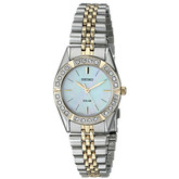 小巧！Seiko精工 SUP094 女士光动能珍珠母贝水晶手表