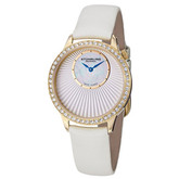 时尚！斯图灵 Stuhrling奥黛丽白玫瑰金珍珠母表盘女士手表